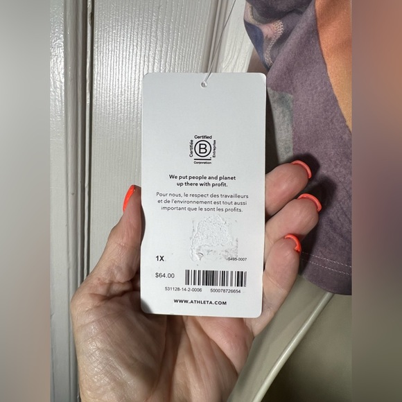 Athleta Conscious Crop Sport Bra Cup 1X D-DD Orchid Pink Watercolor Print - Picture 7 of 9